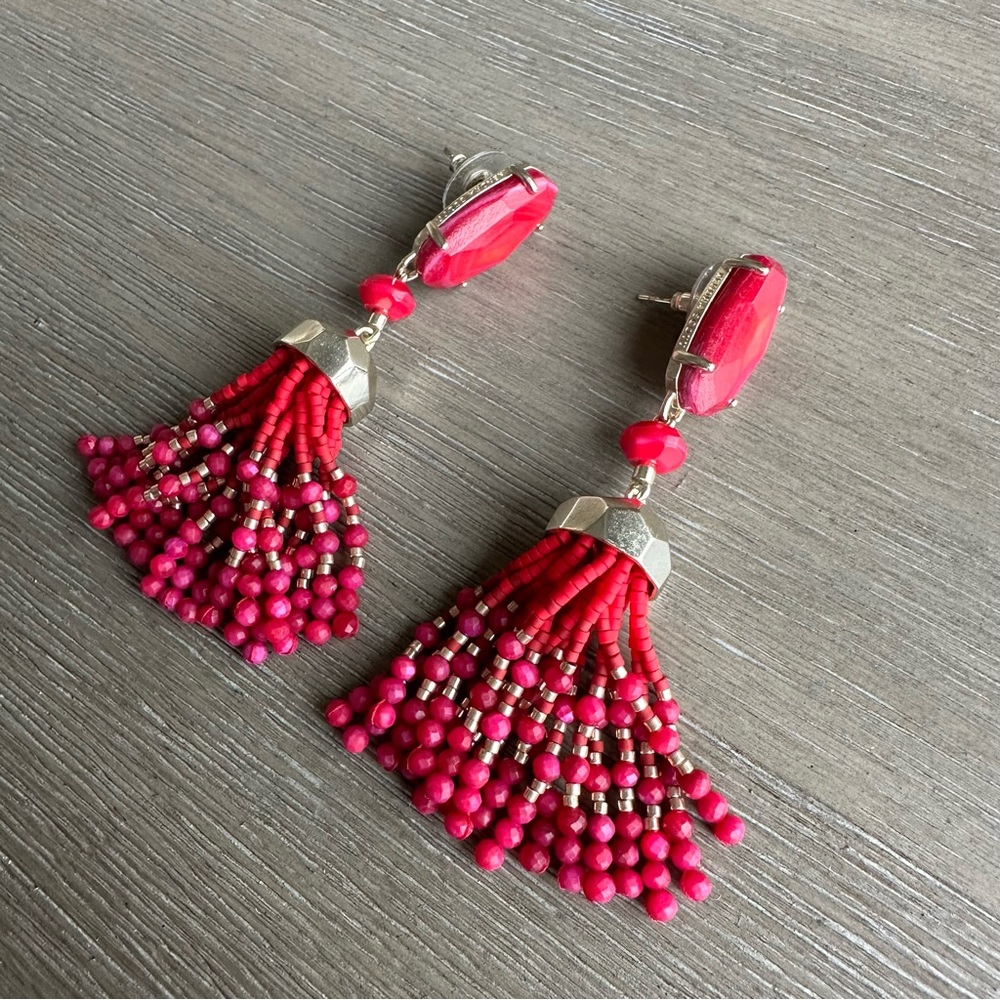 Kendra Scott Dove Red Tassel Beaded Earrings